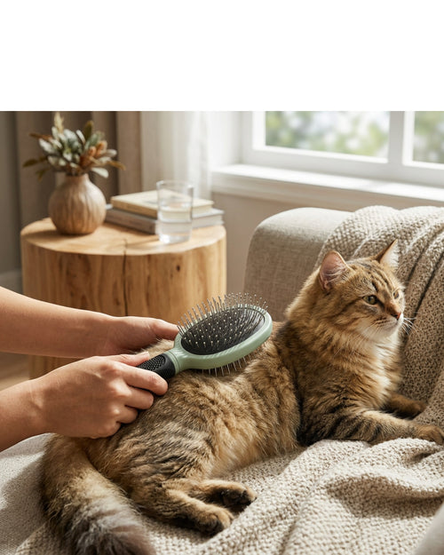 Zeoma Double-Sided Pet Grooming Brush 23 cm Sage - Lifestyle view